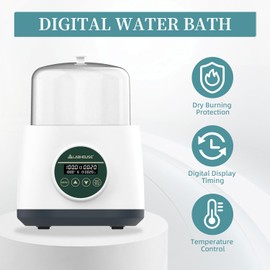 LABHOUSE WB-2 Digital Water Bath Stainless Steel liner & Black Teflon Coating | Heating & Dry-Burn Protection 100°C, ±0.1°C Accuracy | 24H Timer for Lab Thermostatic Use