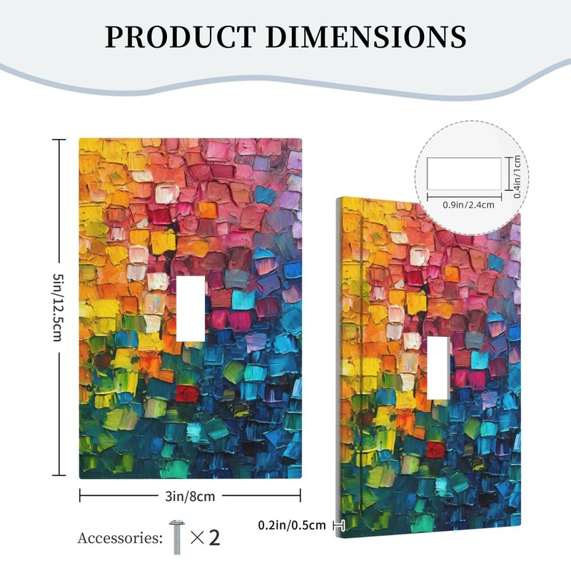 YIJIKJY Decorative Light Switch Plate Covers Colorful Rainbow Prism Cube
