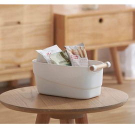 Bathroom storage baskets, Organiser Storage, bathroom Tidy Toiletries Organiser, Box Container For kitchen cupboards cabinets bedroom pantry caddy - pack of 1, 5 litre white plastic