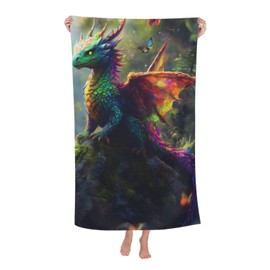 VANZEV Fantasy Dragon Beach Towel 31inx51in, Colorful Sand-Free Microfiber Bath Towel Ultra Soft Quick Dry Pool Towel Absorbent Towel Lightweight Towel for Swimming Bathroom Decor