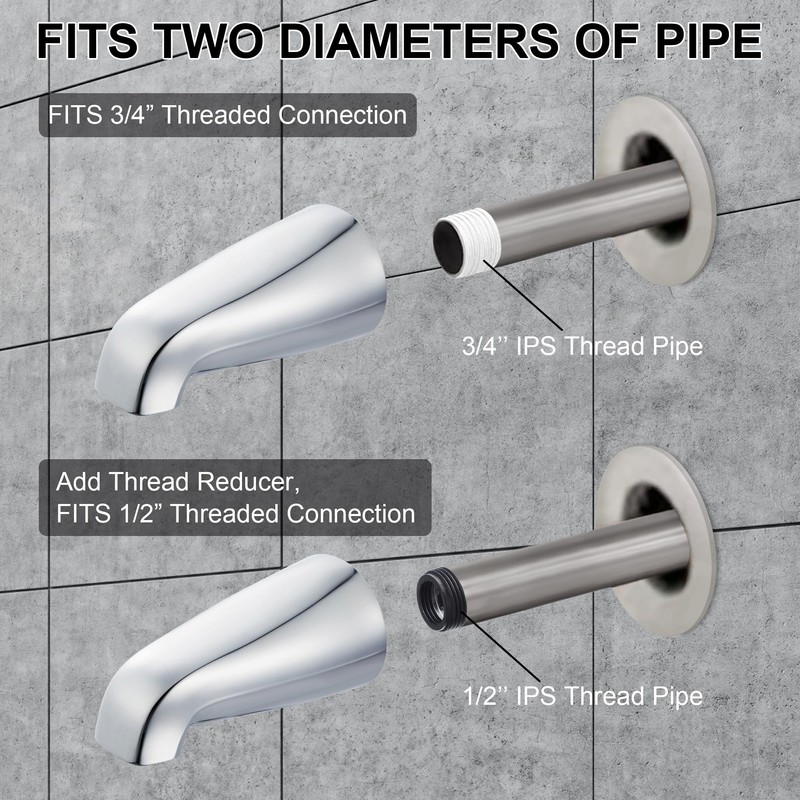 Dreyoo Universal Bath Tub Spout with Adapter, Fits 1/2"-3/4" IPS