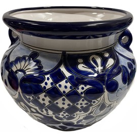 Fine Crafts Imports Indoors/Outdoors Small-Sized Zacan Mexican Colors Talavera Ceramic Garden Pot