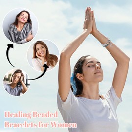 Beaded Bracelets for Women Crystals and Healing Stones Bracelet Boho Bracelets for Women Lava Rock Bracelets for Anxiety Relief Natural Stone Bracelet Stress Relief Gifts