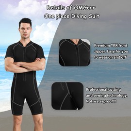 OMGear Wetsuit Women Men 3mm Neoprene Dive Wet Suit for Cold Water Short Thermal Swimsuit for Adults Snorkel Suit for Snorkeling Scuba Diving Swimming(Gray,M)