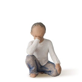 Willow Tree Inquisitive Child (Darker Skin Tone & Hair Color), Sculpted Hand-Painted Figure