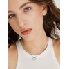 Suplight Women's Open Heart Necklace, 925 Silver, Cute, Simple, Sterling