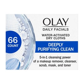 Olay Cleansing Wipes, Daily Facials, Power of a Makeup Remover, Scrub, Toner, Mask and Cleanser - Fragrance-Free, Textured No-Soap Cloth, Gentle Skin Care, Vitamin Complex-Infused Formula, 66 ct