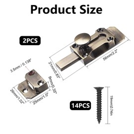 KOOLEVER 2PCS 3 Inch Barrel Slide Door Bolts, Brass Door Slide Latch Lock with 14 Screws Zinc Alloy Security Latch Lock Antique Door Sliding Bolt Heavy Duty Gate Sliding Bolt Latch (Bronze Tone)