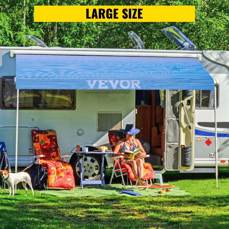 Durable 15oz Vinyl RV Awning 18\" Camper Canopy with Roller