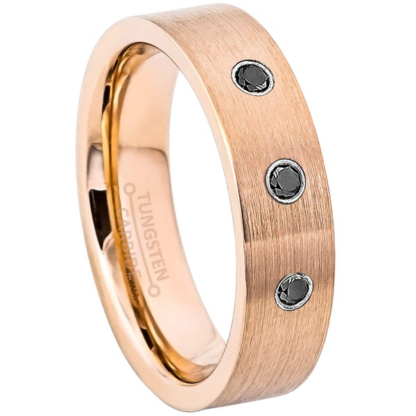 Rose Gold Pipe Cut Tungsten Carbide Unisex Wedding Band with