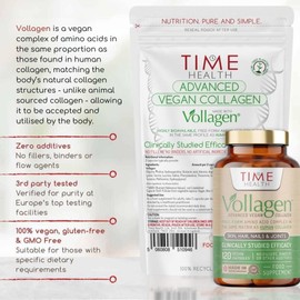 Vollagen® Advanced Vegan Collagen - 18 Amino Acid Complex in Ratio of Collagen - Studied Effectiveness - 60 Capsules - Vegetarian - Zero Additives - Pullulan (60 Capsule Pouch)