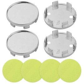 2.1 Inch Wheel Center Cap 4 Pack of 54mm Car Wheel Center Hub Covers Snap-in Plastic Rim Covers Hub Caps with 2 Inch 4 PCS Round Reflective Stickers Car Accessories Silver (Outer 54mm, Inner 49MM)