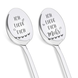 Tulolvae Hochzeitsgeschenke für Brautpaar Ihn und Sie, 2 Stück Müslilöffel mit Gravur - Ich Liebe Dich - Geburtstag Jahrestag Valentinstag Weihnachten Geschenk für Frauen Männer Paare Partner
