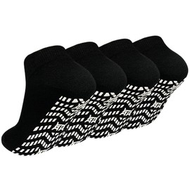 ZAKASA Grip Ankle Socks Men: Non Slip Trainer Socks Sports Seamless for Yoga Pilates Fitness UK 11.5-13.5 Black 4 Pair