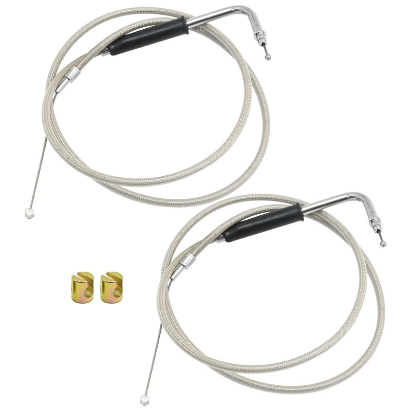 Newnessai 56579-02A Stainless Steel Throttle and Idle Cable Set, Replacement