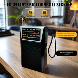 Portable Radio Small, AM/FM/SW Mini Radio (Black)