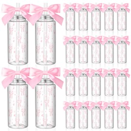 Singhoow 24 Pcs Pink Bow Daisy Plastic Cups Coquette Aesthetic Cup with Lids and Straws 14 oz Reusable Cute Plastic Tumbler with Ribbon for Birthday Bridal Wedding Party Supplies(Pink, Daisy Bow)