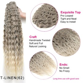 YEESHEDO 3 Packs 22 Inch Water Wave Twist Crochet Hair for Butterfly Locs Crochet Braids Bohemian Hair Extensions Pre-Looped Synthetic Hair Extensions for Women (T18-613)