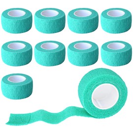 Gondiane 9 Pack 1" x 5 Yards Self Adhesive Bandage Wrap Self Stick Wrap for Ankle, Wrist, Finger, Sports, Breathable Cohesive Vet Tape for Pets (Middle Green)