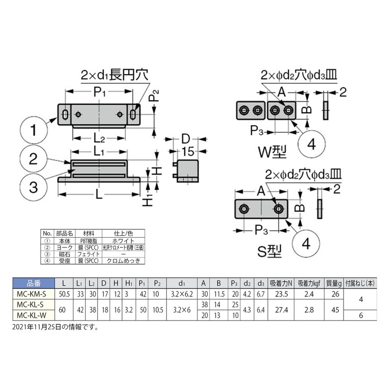 Sugatsune Industry MC-KL-S Lamp Sign, Strong Magnetic Catch for Furniture