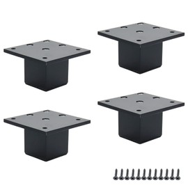 Wealrit 4 Pcs Metal Furniture Legs 2inch Tall Square Tube Cabinet Feet Table Support Legs Sofa Bed Leveling Feet(Black)