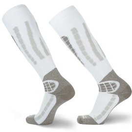 Pure Athlete Ski Socks Warm Merino Wool - Best Lightweight Thin Ski Snowboard Sock Women Men (1 Pair - Silver/Grey, Large-X-Large)