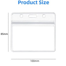 20 PCS Transparent Horizontal Tag 10 × 8.5cm Double Sided Badge Holders Lanyard Card Holder for Home,Office,School