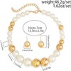 KONPJE - Juego de collar de perlas grandes para mujer,