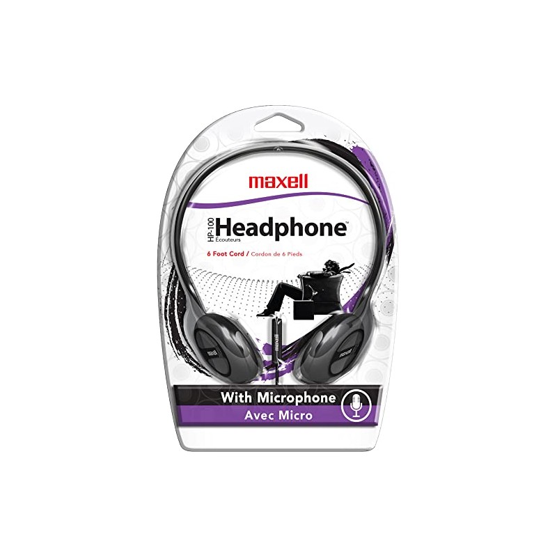 Maxell® HP-100 - Auriculares intrauditivos con micrófono, Color Negro