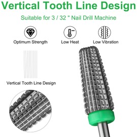 Vnjaoi 5-in-1 Nail Drill Bits, 3/32 Inch Professional Carbide Tungsten Multifunctional Bits, Bits for Nail Cutters, Suitable for Manicure, Pedicure, Cuticle, Gel, Polishing, Technician Bits (Coarse)