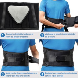 EASYTAO Cinturón de Soporte Lumbar, Faja Lumbar para Espalda Aliviar Dolor y Lesiones (Negro, Ampliado Súper)