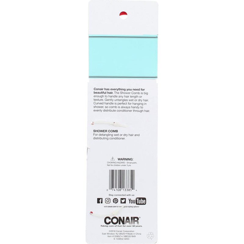 Conair Earth-Friendly Planet Upcycled Detangling Shower Comb with Hook, Mint