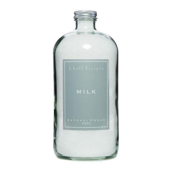 K. Hall Designs Milk Bath Salt Soak with Vitamin E, Creamy-Sweet Scent with Coconut & Vanilla, Relaxing Bath Products for Women & Men, 32 oz