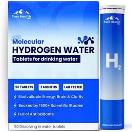 PHM Hydrogen Water Tubes, Tablets for Drinking Water - H2 Molecular Tabs | Magnesium Pills, Electrolytes Hydration Supplement to Support Healthy Aging & Energy Boost | 90 Tablets, 3 Months Supply
