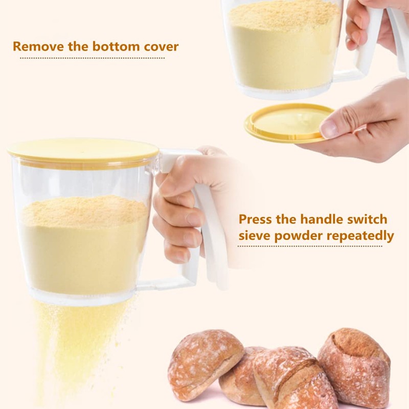 Flour Sifter, Hand Cup Flour Sieve Powder Mesh Sieve Baking