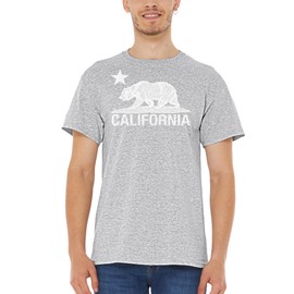 shop4ever California Distressed White Bear T-Shirt Cali Shirts XXX-Large Sports Grey