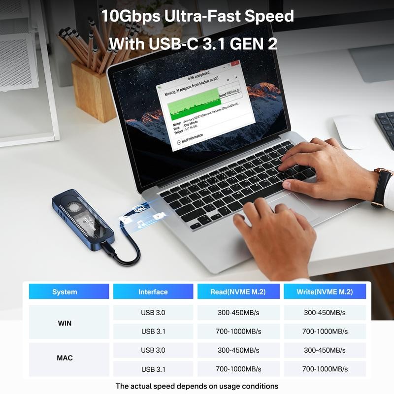 ACASIS 10Gbps USB 3.1 M.2 NVME SSD Enclosure Case For
