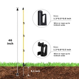 Electric Fence Posts 46 Inches, Fiberglass Step in Temporary Electric Fence Posts for Cows, Sheep, Dog, Portable Fence Stakes for Electric Fencing-20 PCS
