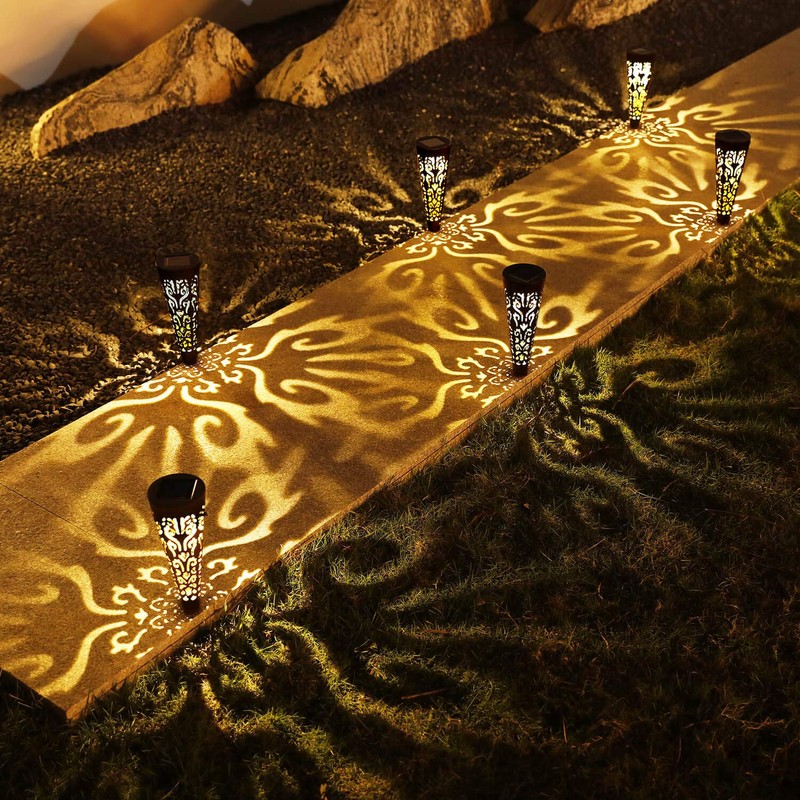 6Pcs Solar Lights Outdoor Decorative Conical Garden Stakes for Patio,