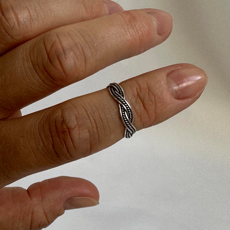 Fancy Sterling Silver Twirl Weave Toe Ring