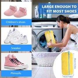 Shoe Wash Bag Washing Machine 1 Piece Shoe Bag Shoe Wash Bag for Washing Machine Anti-Deformation with Zip Shoes Laundry Bag Mesh Shoes Laundry Bag for Trainers (Yellow)