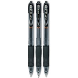 PILOT G2 Premium Refillable & Retractable Rolling Ball Gel Pens, Fine Point, Black Ink, 3-Pack (31123)