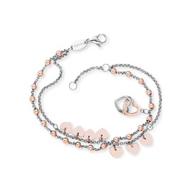 Engelsrufer Women's Bracelet and Anklet Boho Hearts Stainless Steel Bi-Colour Charm Elements in Silver and Rose Gold Adjustable Nickel Free, Stainless Steel, No Gemstone