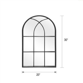 OGCAU Wall Mounted Mirror, Arched Wall Mirror, 20"x30" Arch Bathroom Mirror, Arched Farmhouse Window Mirror with Iron Frame, Mirror Wall Decor for Bedroom, Entryway, Living Room (Black)