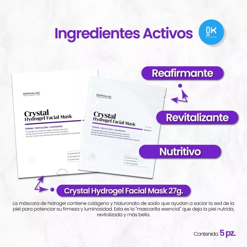 Dermaline Crystal Hydrogel Facial Mask 27g X 5pz.