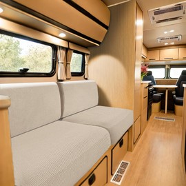 SYLC Covers for Caravan Upholstery, Jacquard, Non-Slip Motorhome Seat Covers, with 2 Bands, Sofa Seat Cushion Cover for Caravan Upholstery, Protective Cover (Beige, W 95-115 cm, D 45-65 cm)