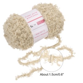 MECCANIXITY Fur Yarn Soft Fluffy Chunky Yarn Fuzzy Eyelash Yarn Cream White for Crocheting Knit Clothes Bag - 55Yard/50m, 3.40ozx1