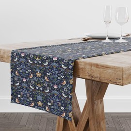 William Morris - Camino de mesa clásico con flores, hermoso clásico estilo bohemio, diseño de pájaros, para el hogar, cocina, mesa de comedor, 13 x 36 pulgadas