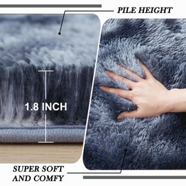 Shag Rugs 8x10 Living Room: Shag Area Rug for Bedroom - Gray Large Fluffy Soft Carpet for Living Room - Grey Big Indoor Plush Soft Rug, Gray Fluffy Carpets Dorm Home Decor Aesthetic (Grey, 8x10 Feet)…