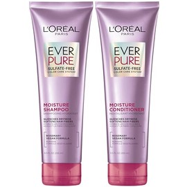 L'Oreal Paris Set de Champú y Acondicionador Hidratante Libre de Sulfatos, Cuidado Capilar para Cabello Teñido con Botánicos de Romero, EverPure, 1 Ki